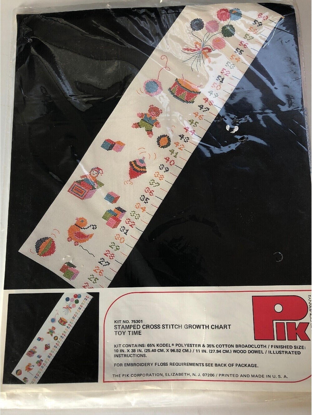Vintage Pik Kit 75301 Stamped Cross Stitch Baby Grow Chart New 10x38 Finished
